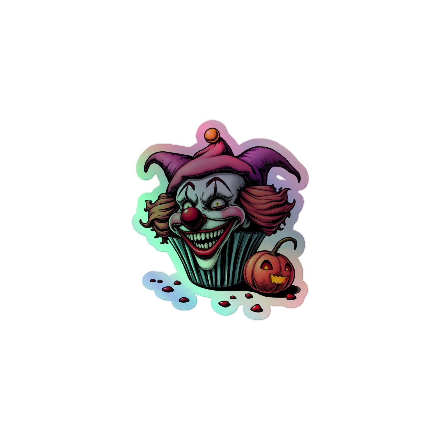 Evil Cupcake Clown Holographic stickers