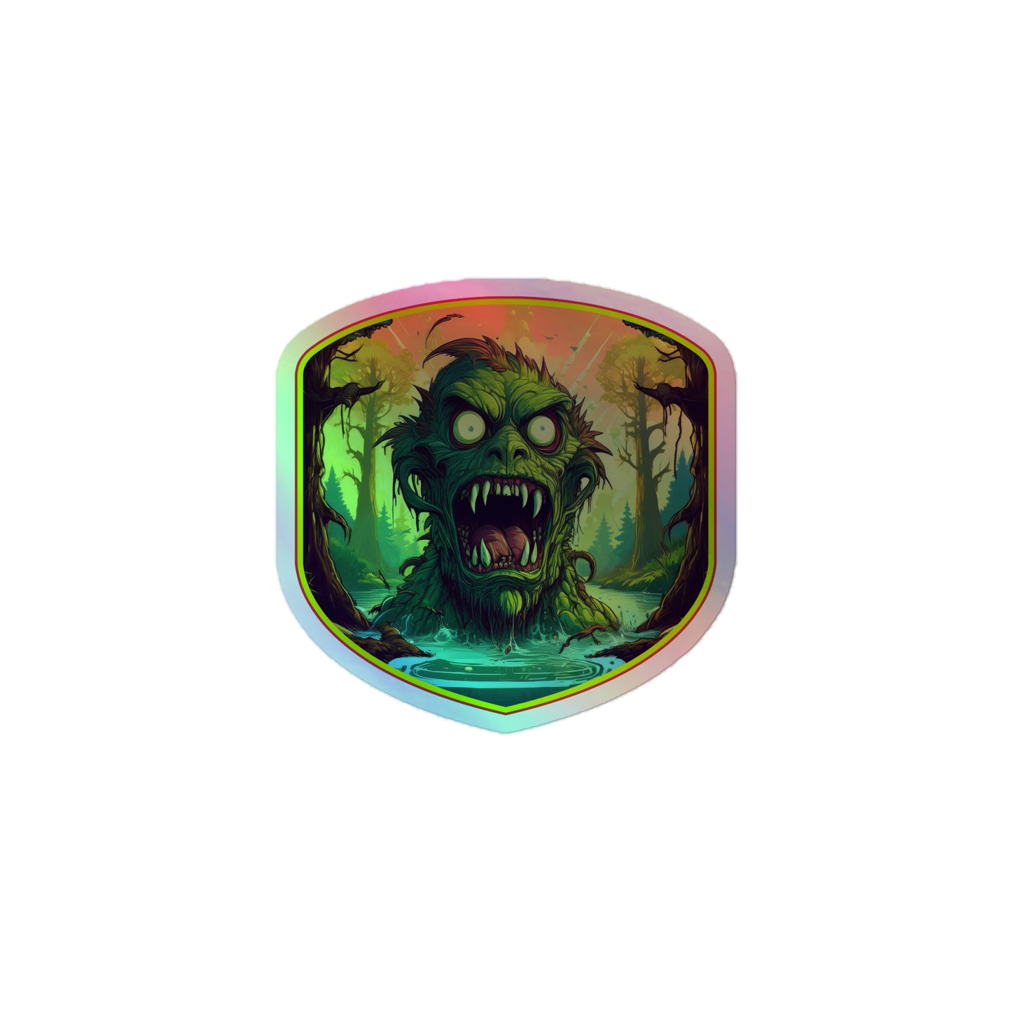 Scary Swamp Monster Holographic stickers