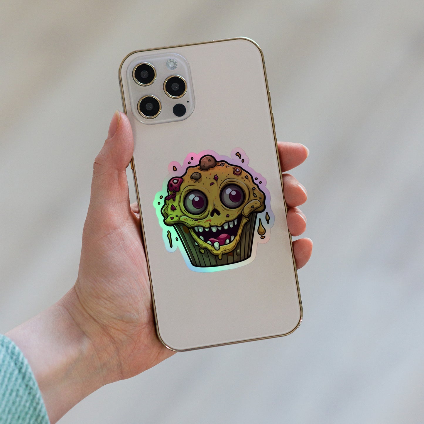 Skull Cupcake Monster Holographic stickers