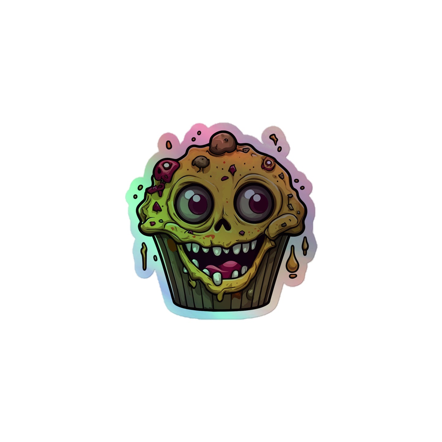 Skull Cupcake Monster Holographic stickers