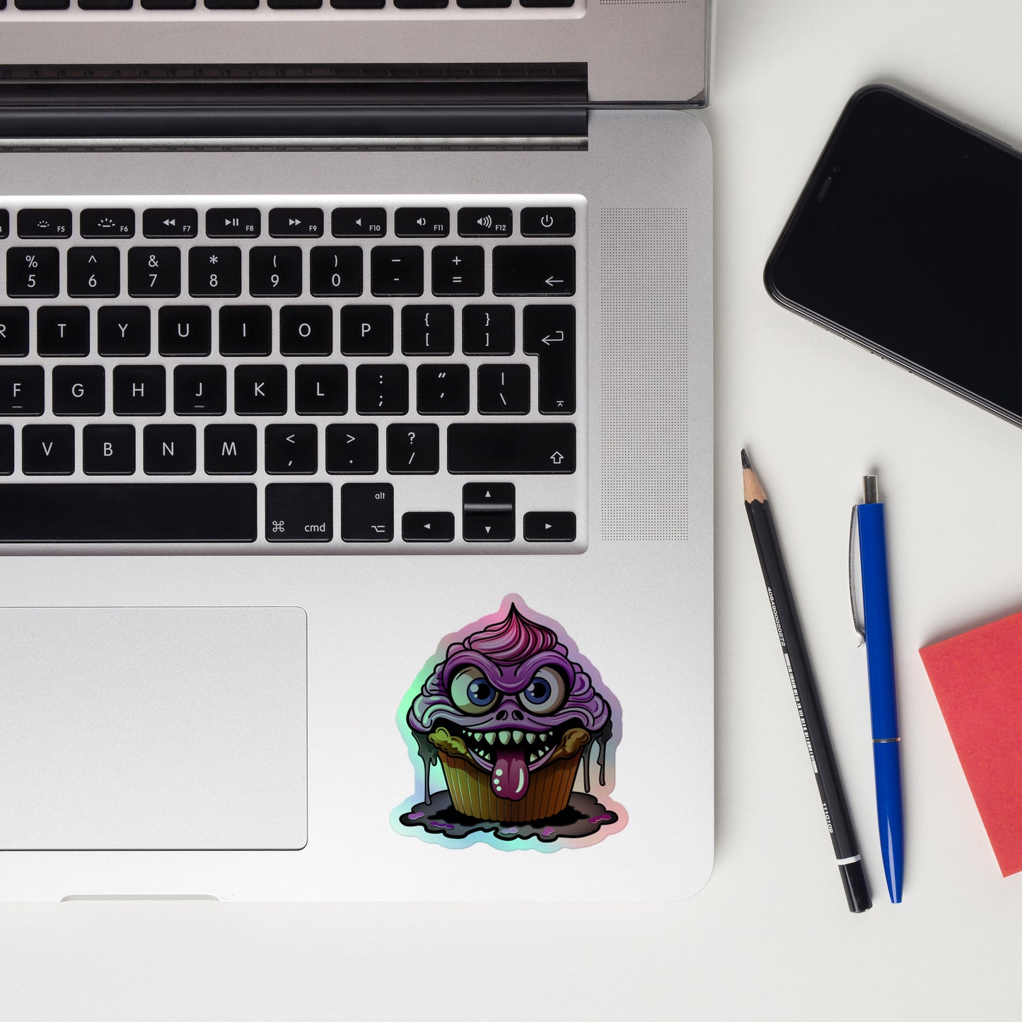 Evil Cupcake Monster Holographic stickers