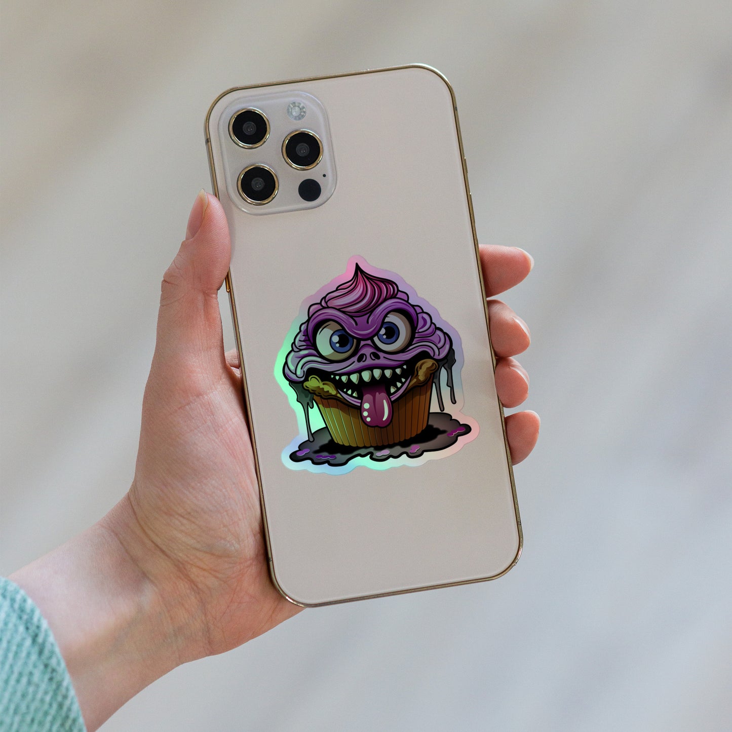 Evil Cupcake Monster Holographic stickers