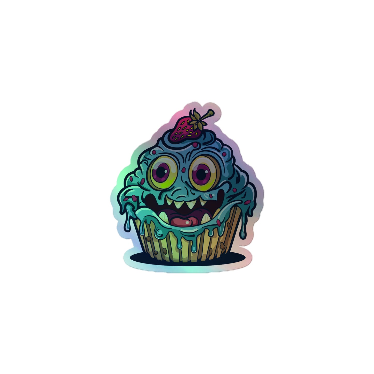 Happy -evil- blueberry cupcake monster Holographic stickers