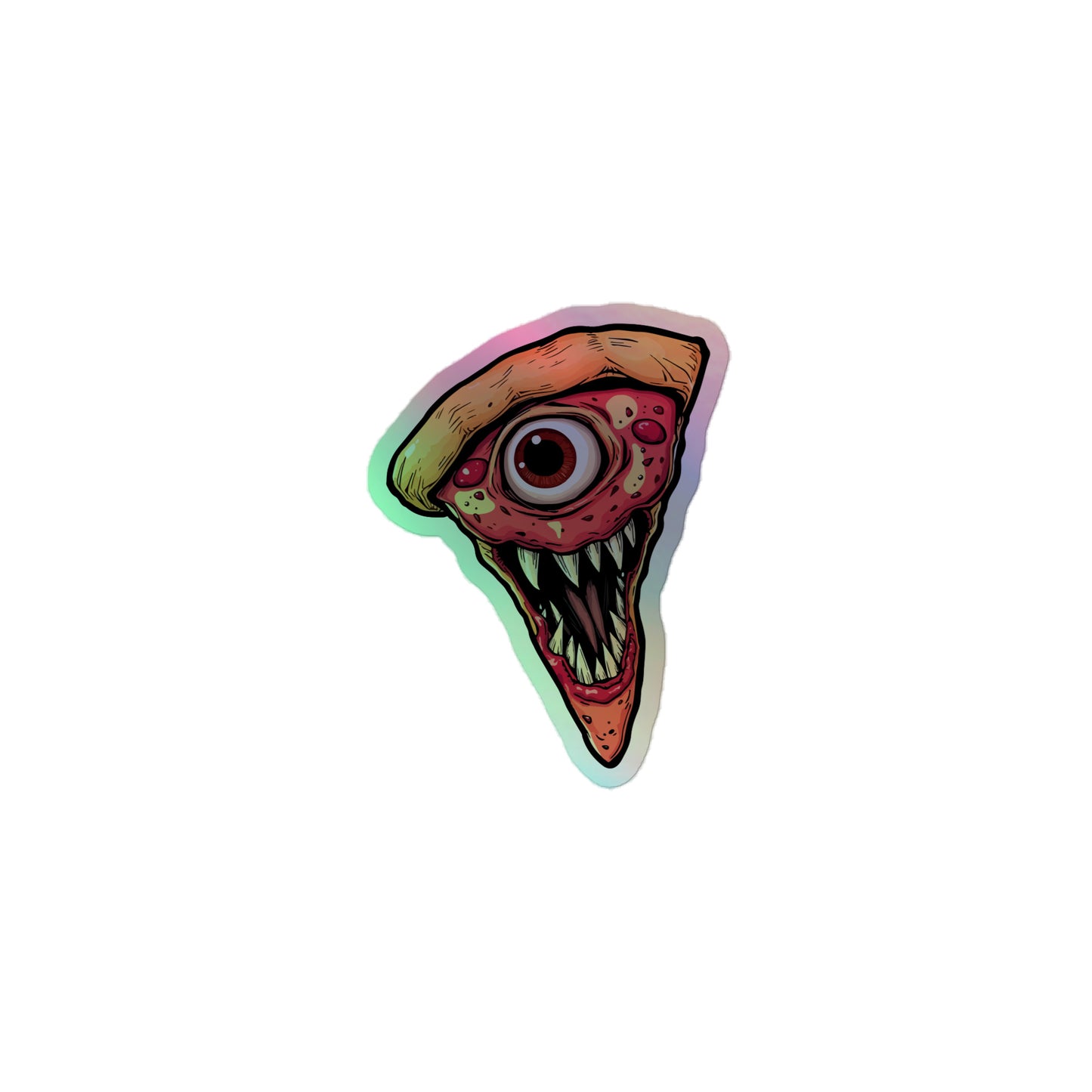 Funny pizza slice Holographic stickers