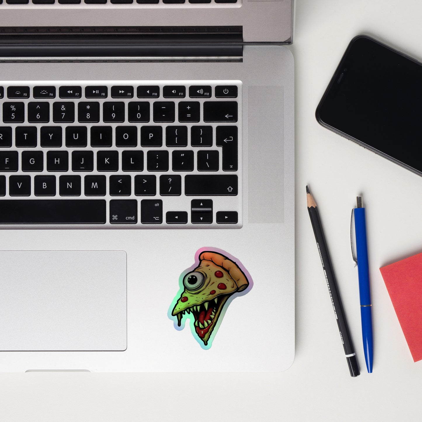 Zombie Pizza Slice Holographic stickers