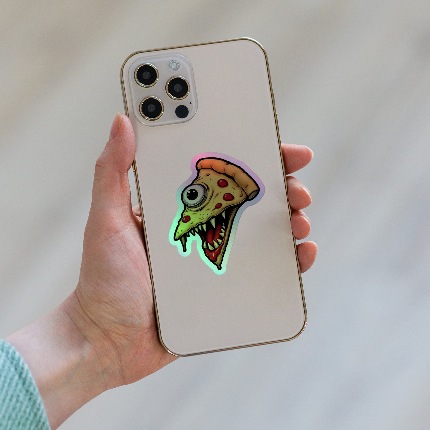 Zombie Pizza Slice Holographic stickers