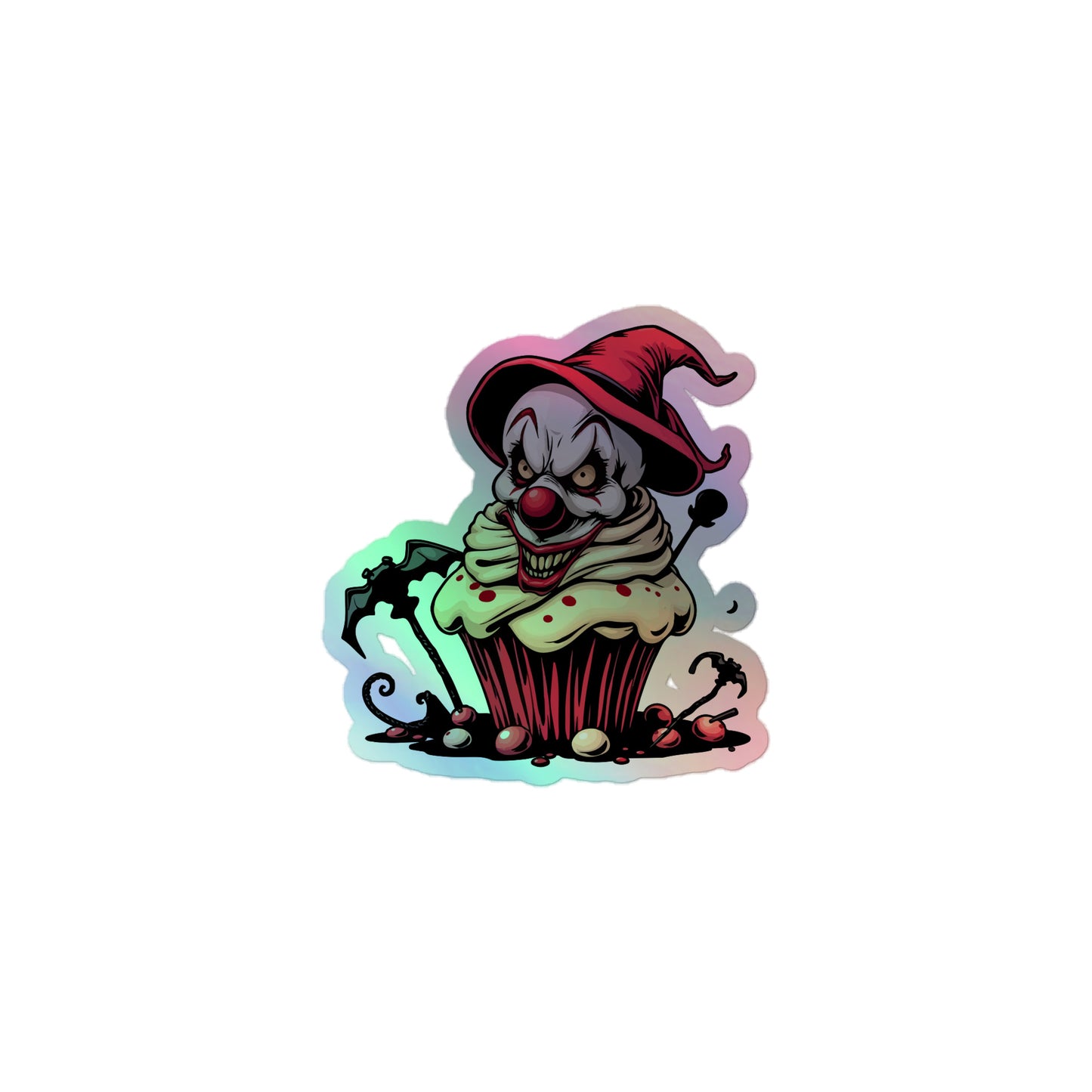 Evil clown with bats Holographic stickers