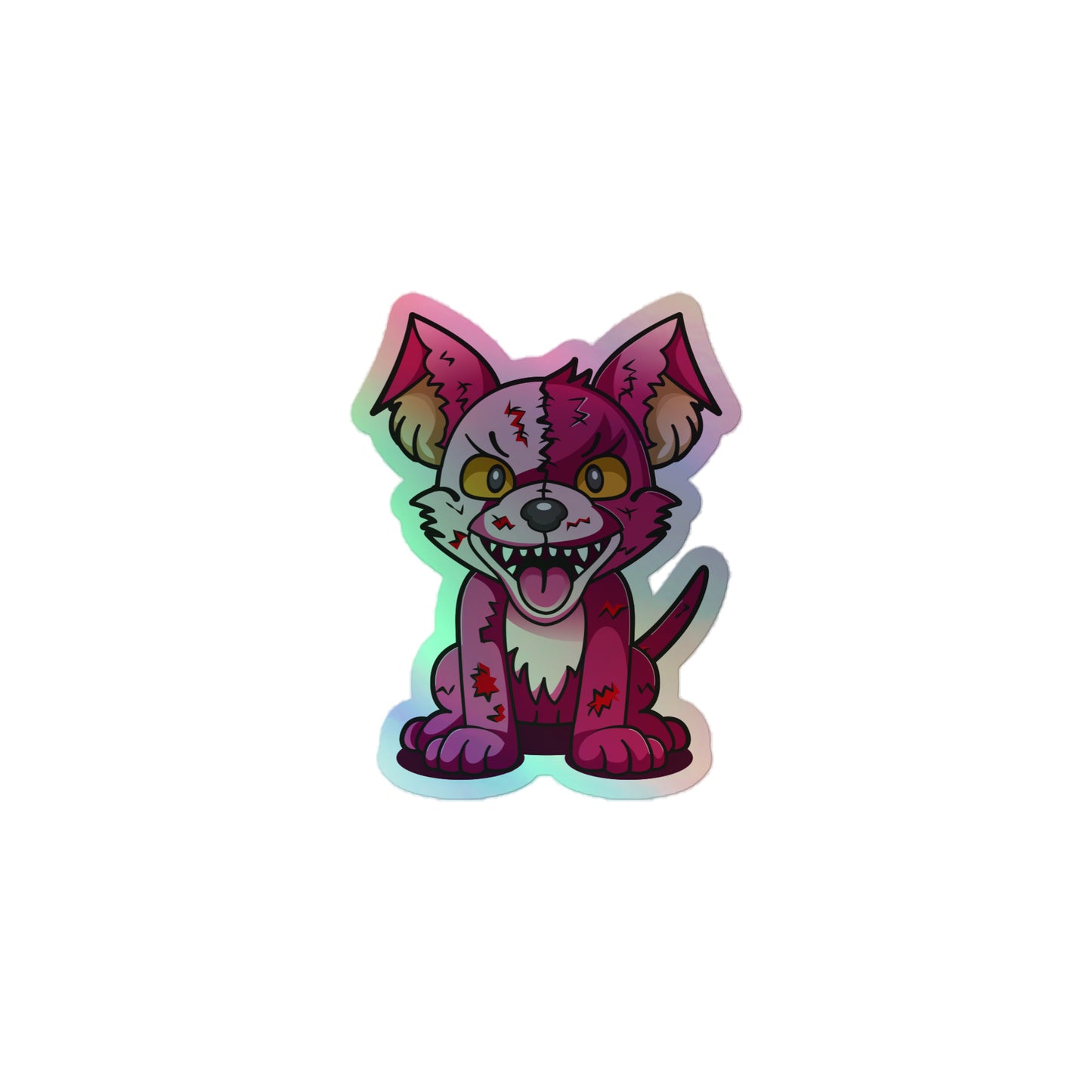 The Creepy Cute Plush Dog Holographic sticker