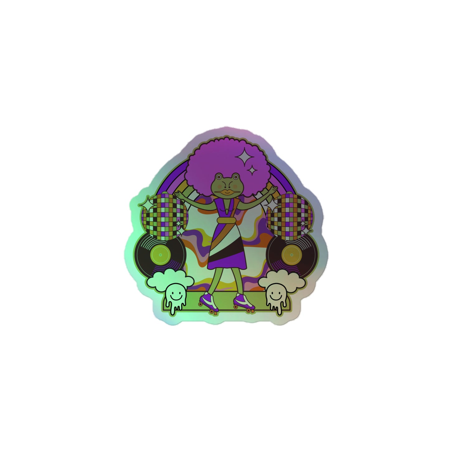 Disco frog with pink hair Holographic stickers