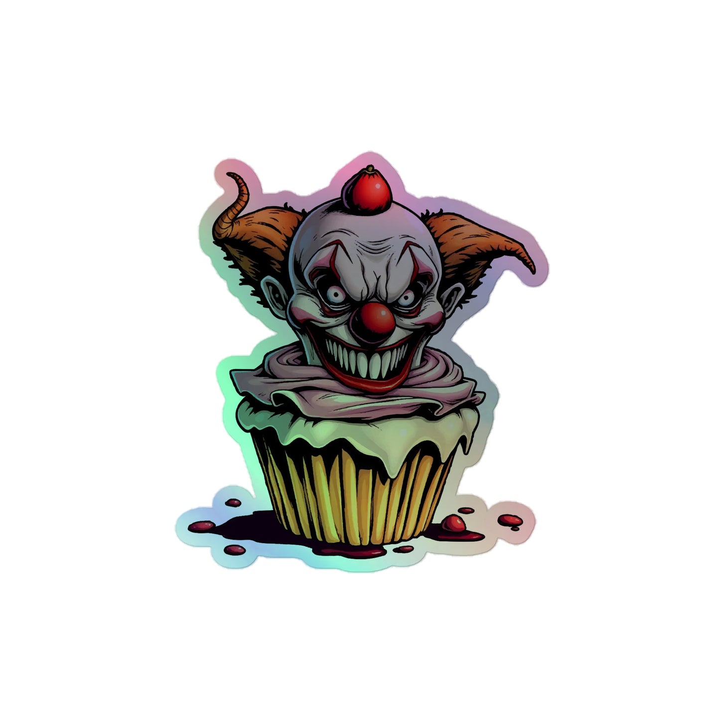 Big Teeth Evil Clown Holographic stickers