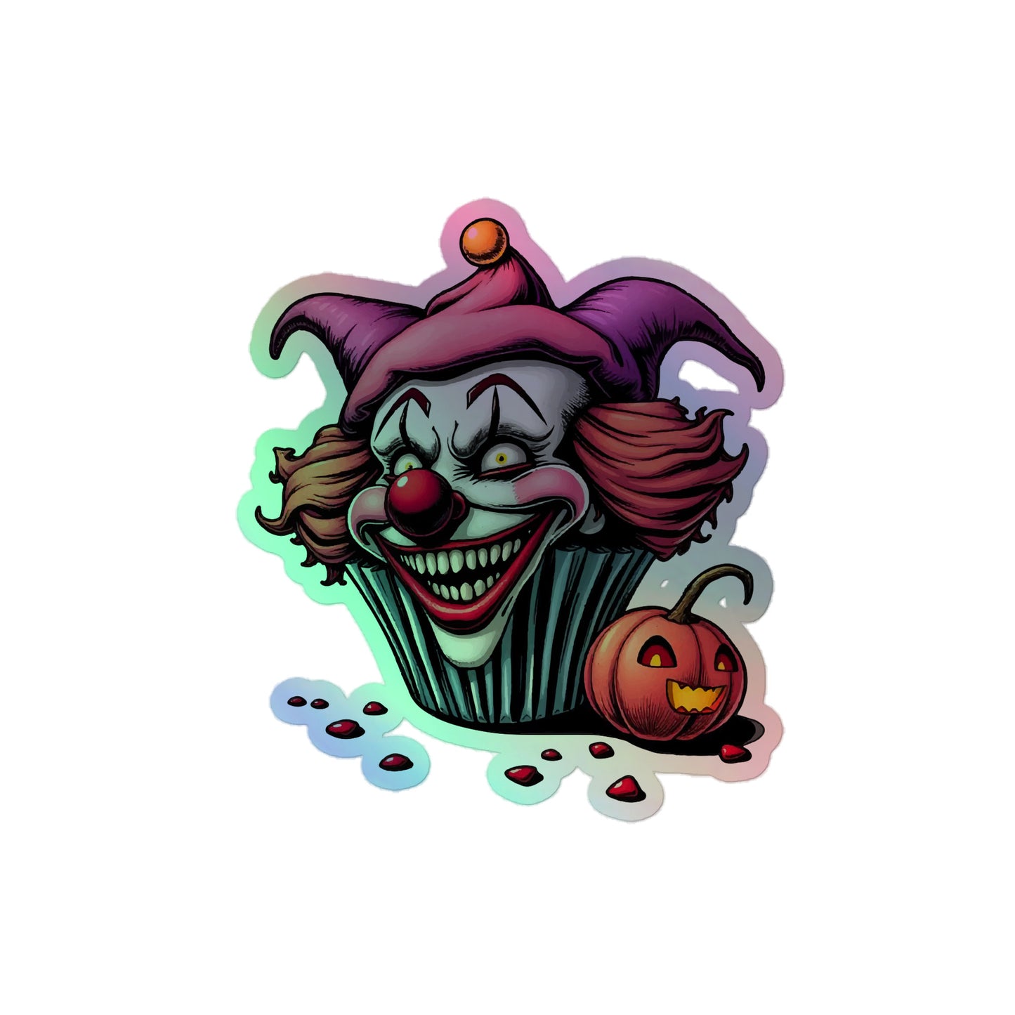 Evil Cupcake Clown Holographic stickers