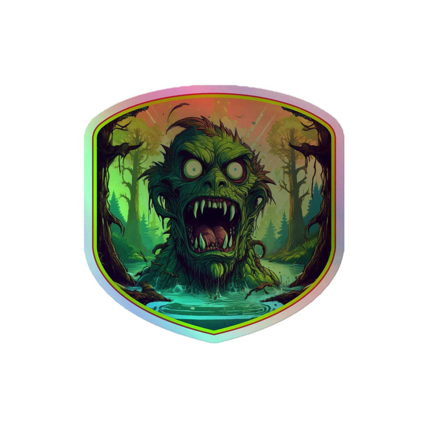 Scary Swamp Monster Holographic stickers