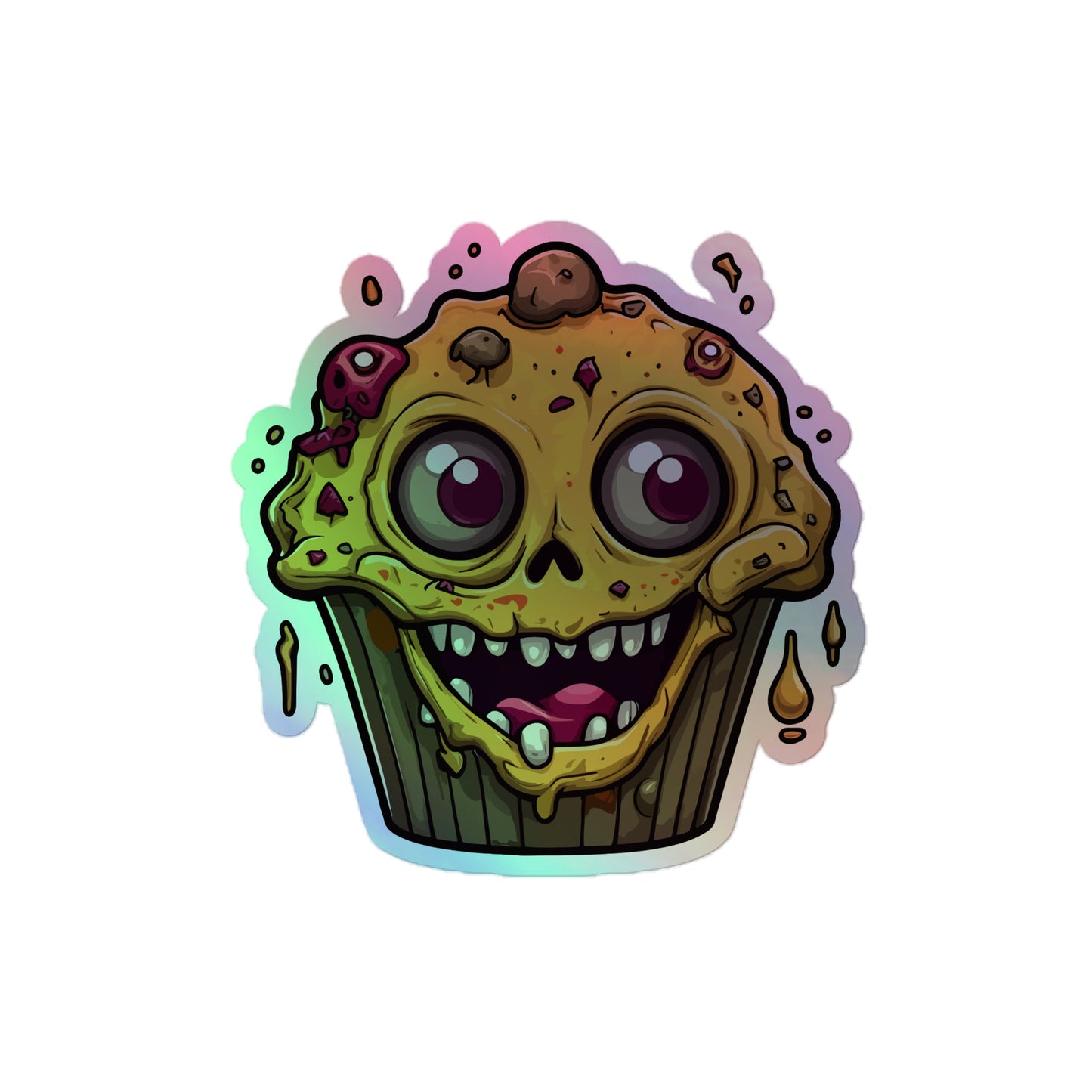 Skull Cupcake Monster Holographic stickers