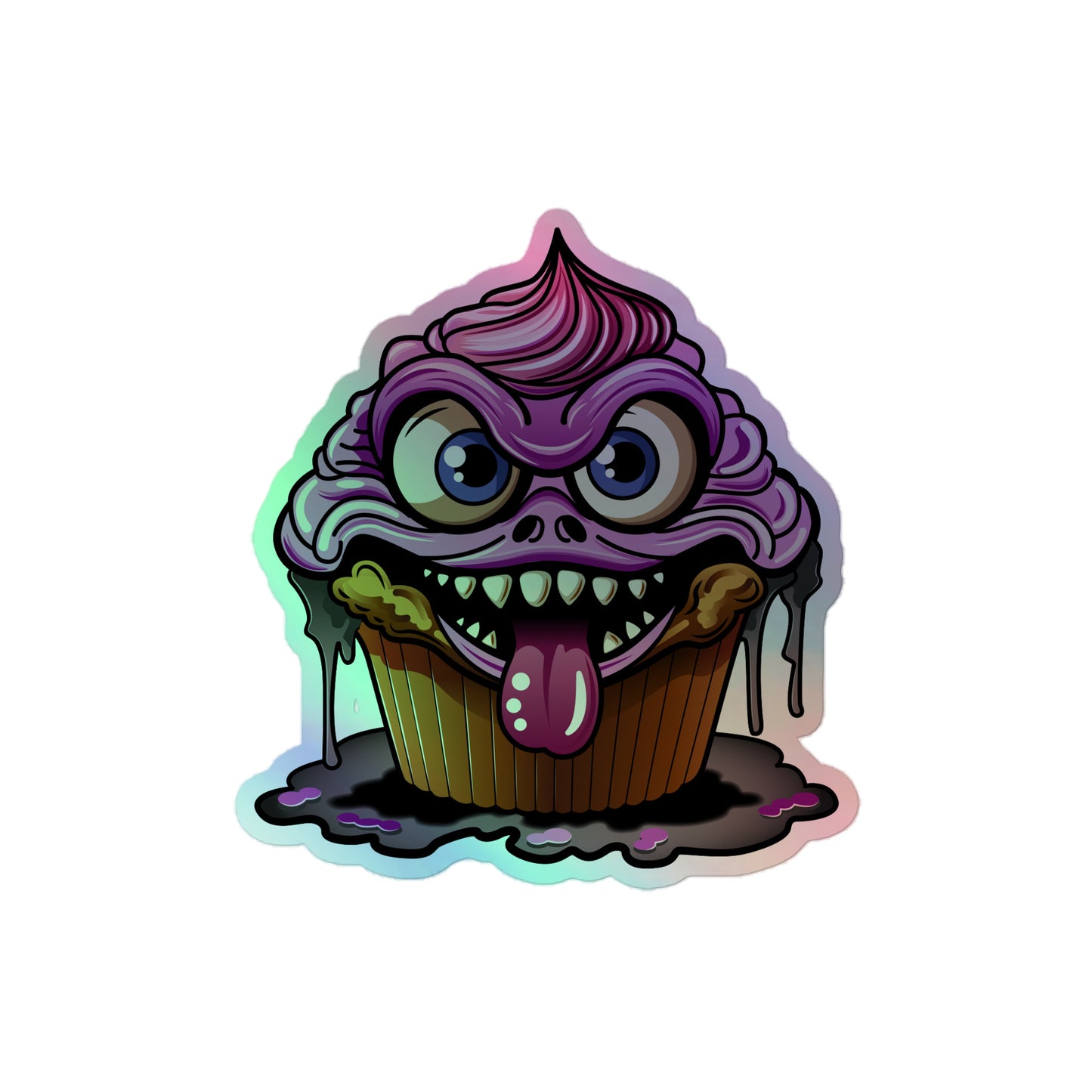 Evil Cupcake Monster Holographic stickers