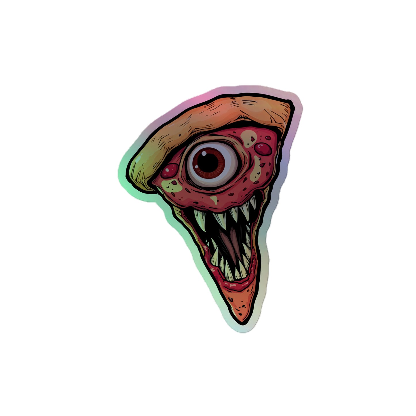 Funny pizza slice Holographic stickers