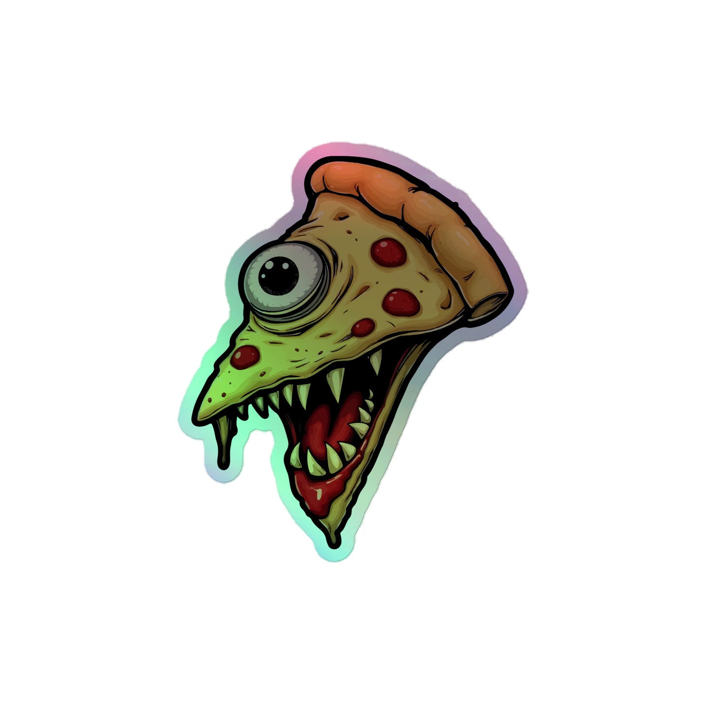 Zombie Pizza Slice Holographic stickers