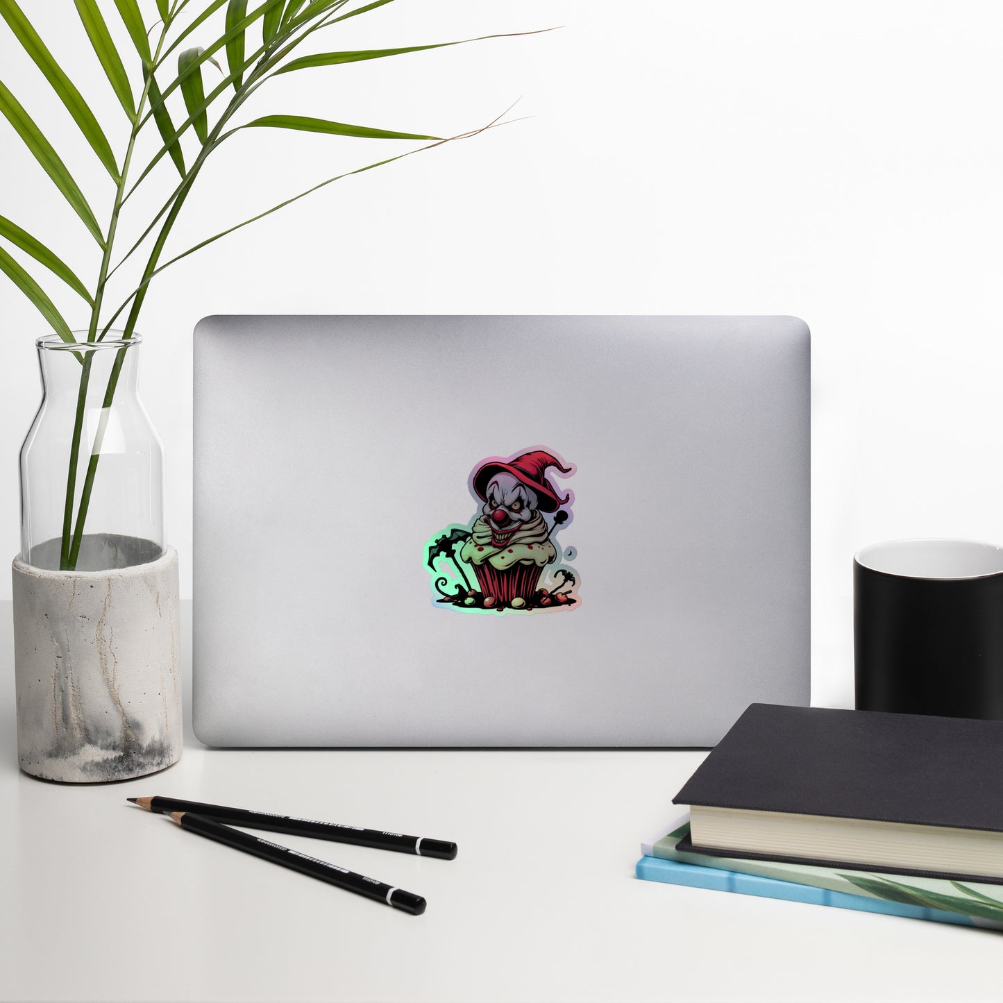 Evil clown with bats Holographic stickers