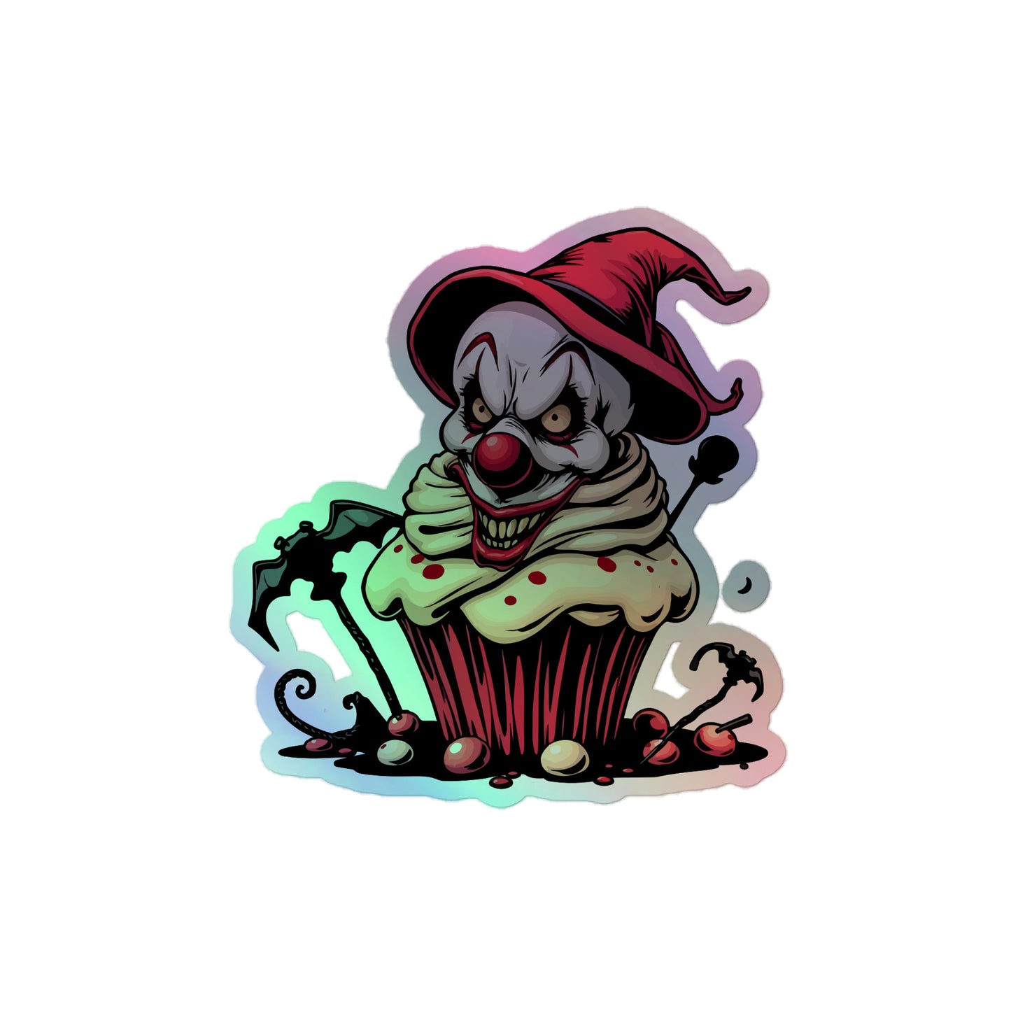 Evil clown with bats Holographic stickers