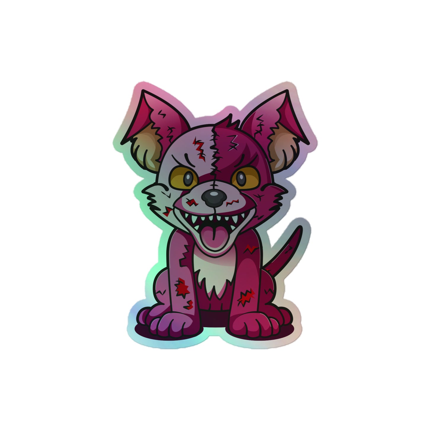 The Creepy Cute Plush Dog Holographic sticker