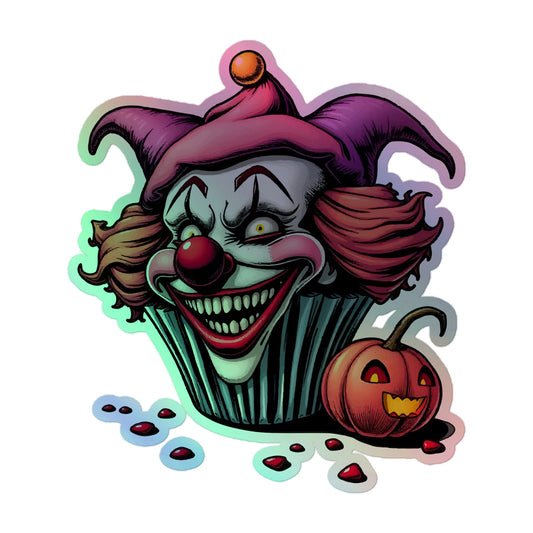 Evil Cupcake Clown Holographic stickers