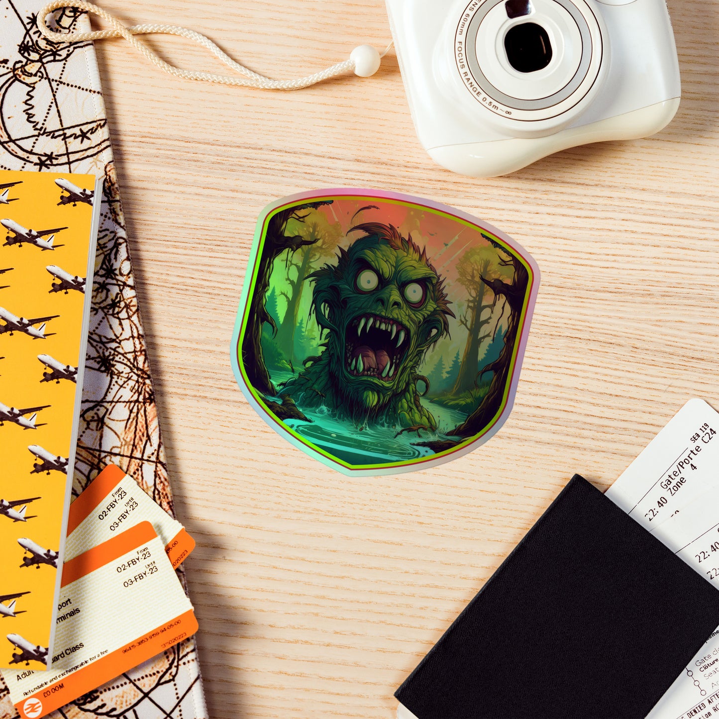 Scary Swamp Monster Holographic stickers