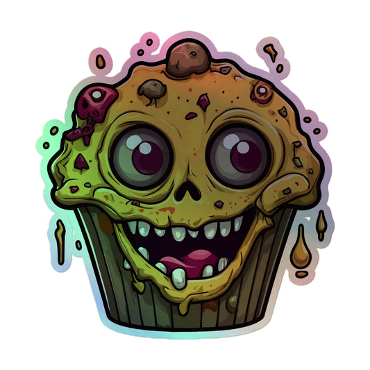 Skull Cupcake Monster Holographic stickers