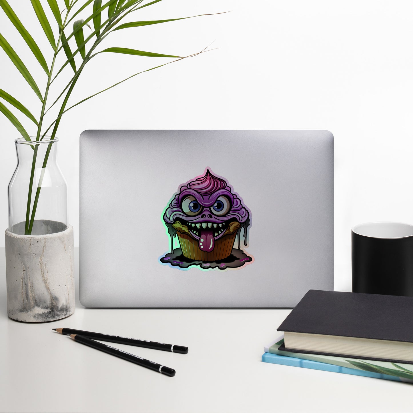 Evil Cupcake Monster Holographic stickers