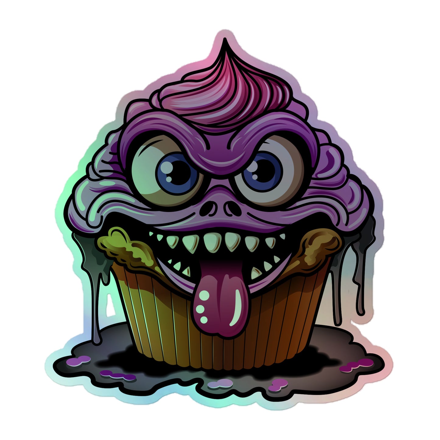 Evil Cupcake Monster Holographic stickers