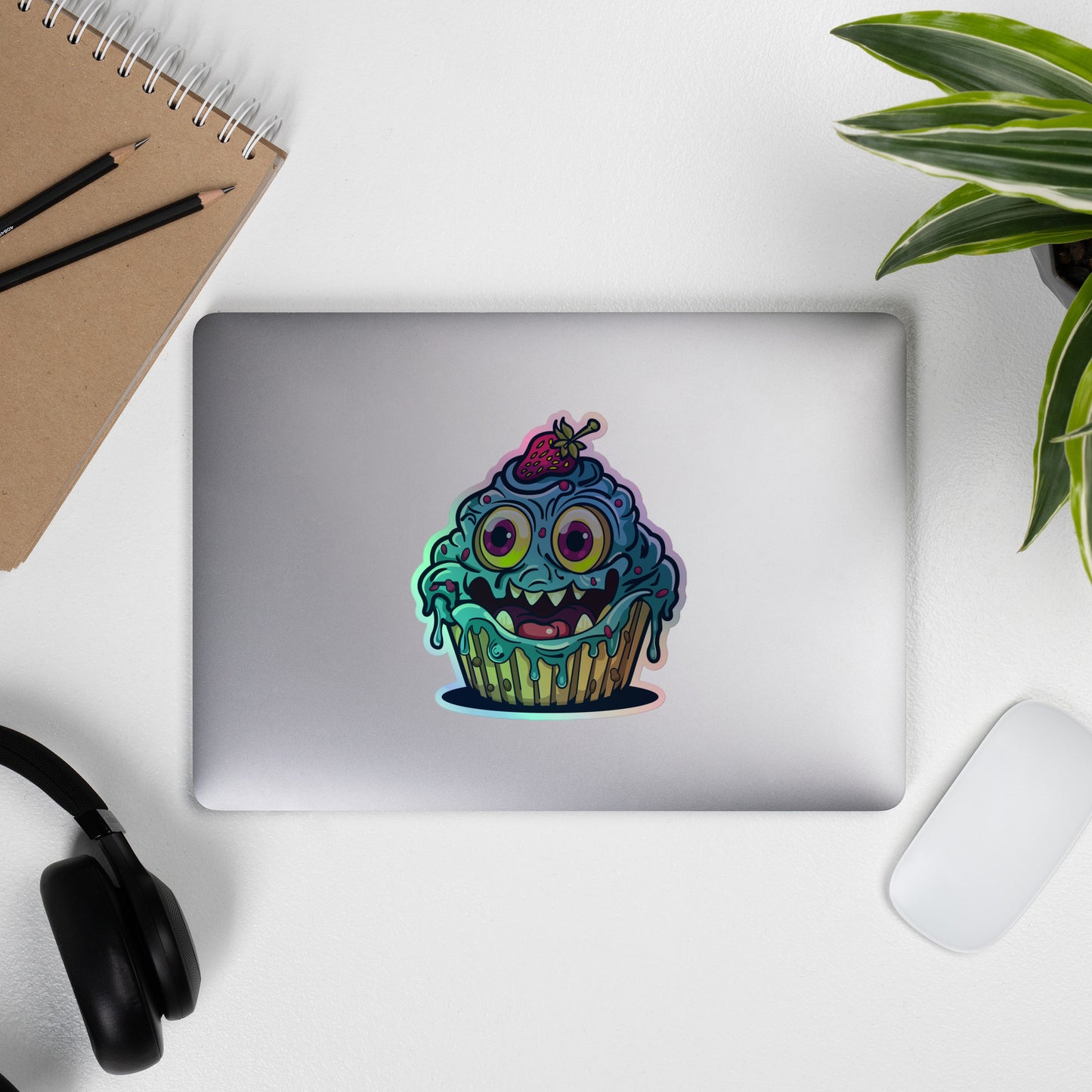 Happy -evil- blueberry cupcake monster Holographic stickers