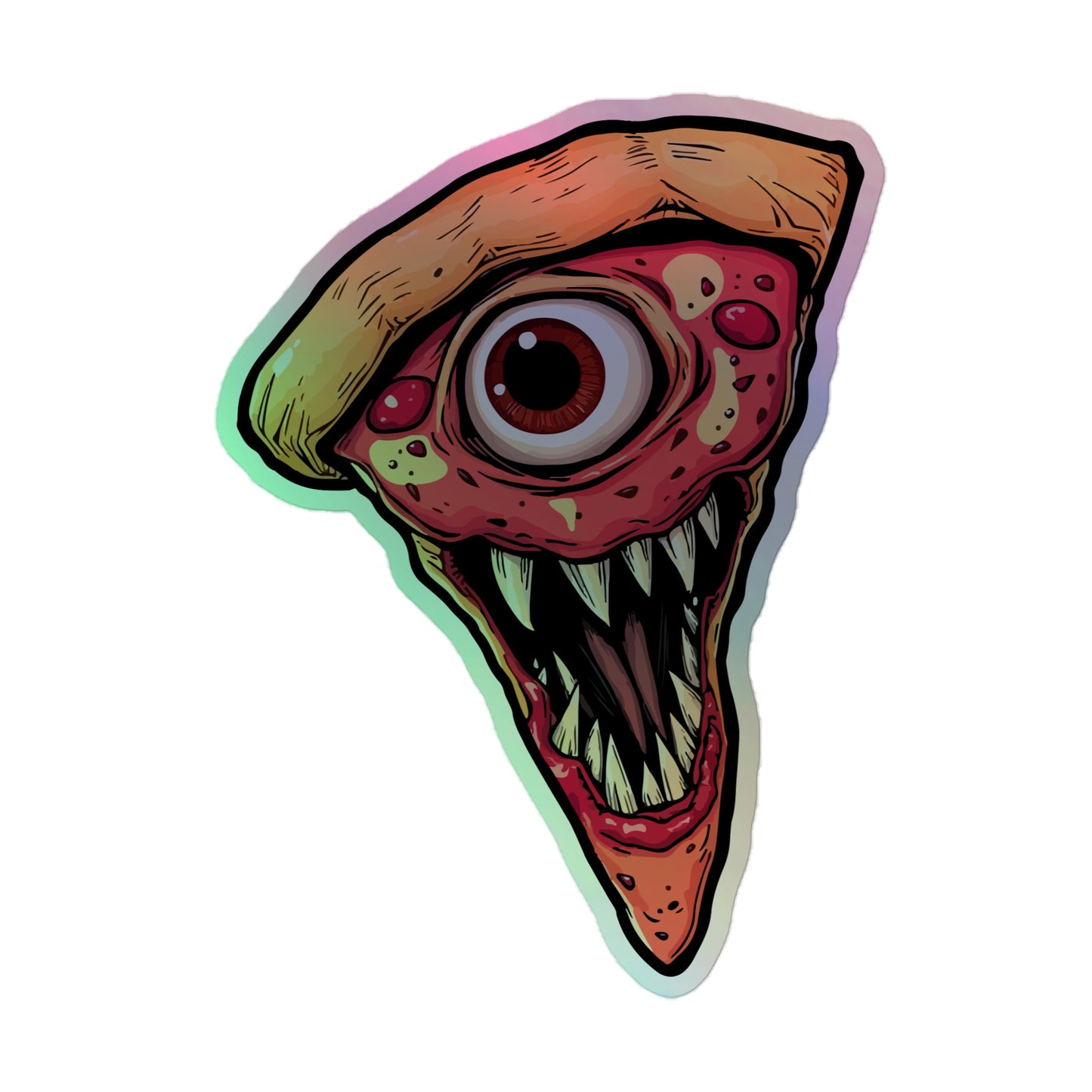 Funny pizza slice Holographic stickers