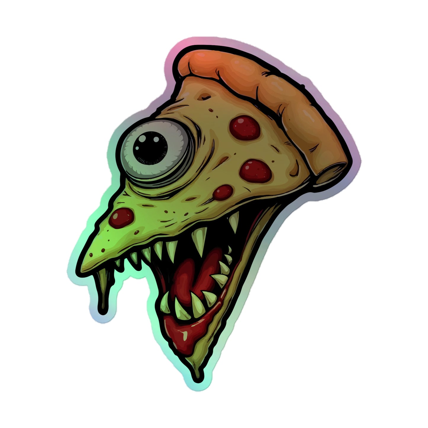 Zombie Pizza Slice Holographic stickers