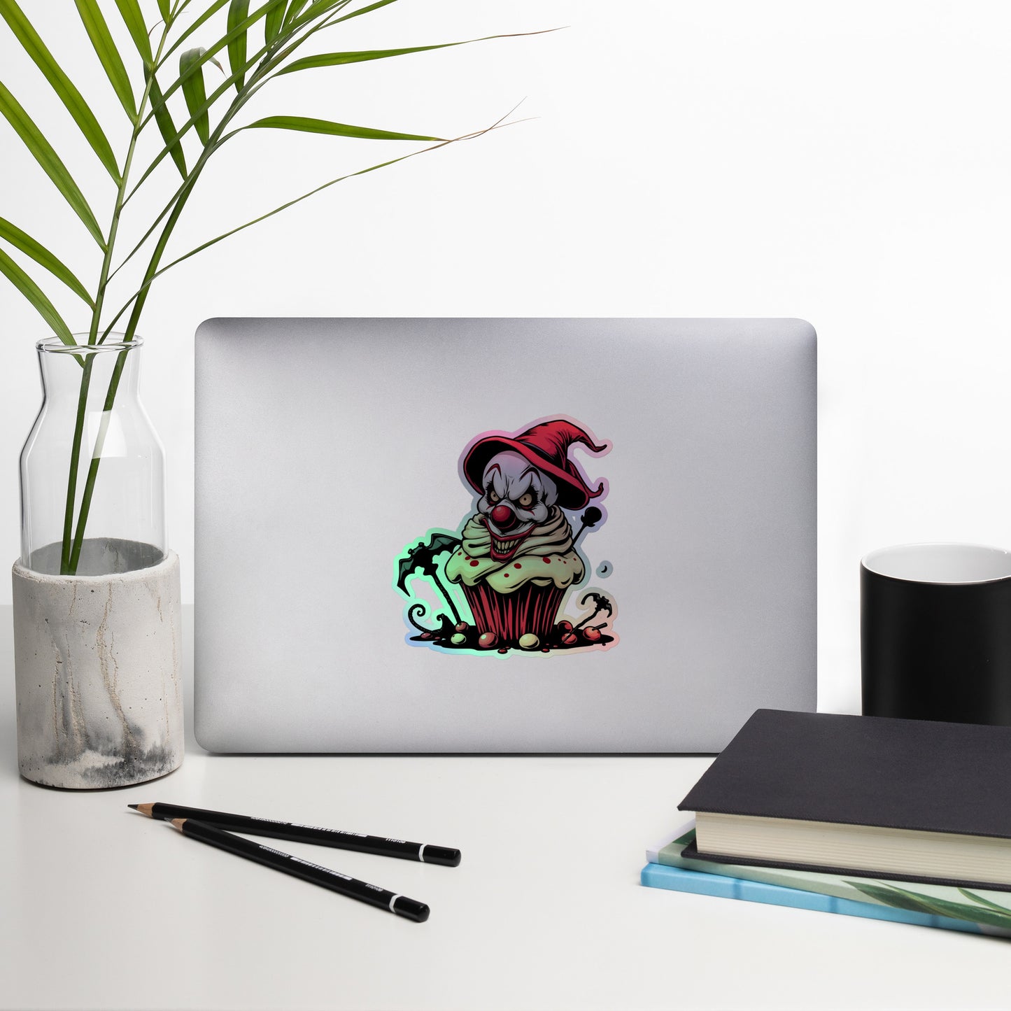 Evil clown with bats Holographic stickers