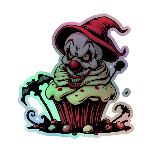 Evil clown with bats Holographic stickers