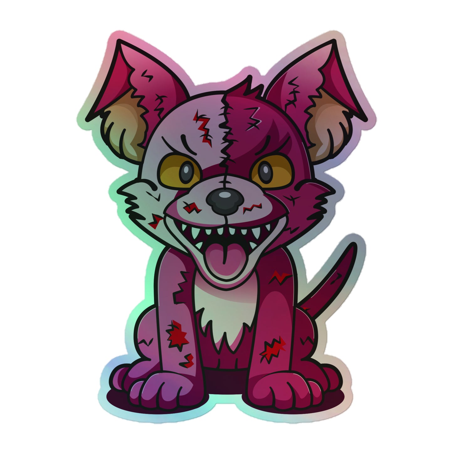 The Creepy Cute Plush Dog Holographic sticker