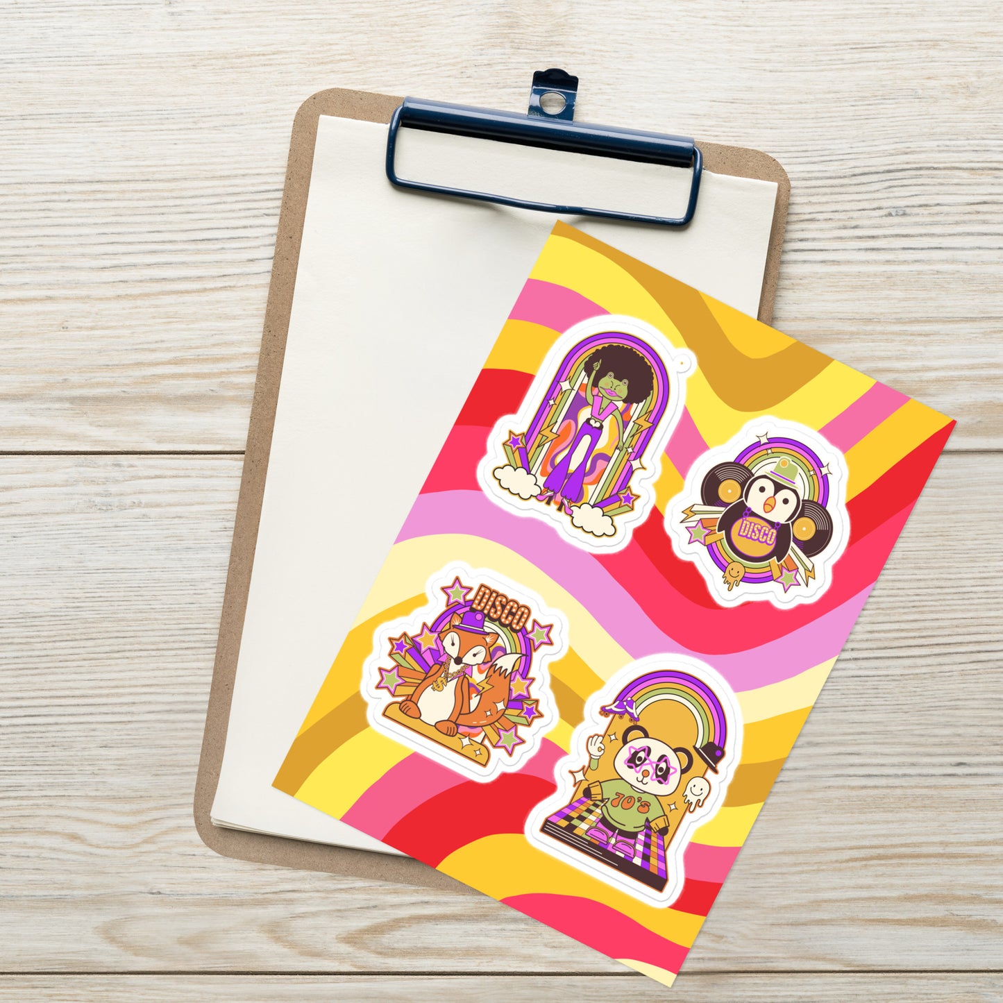 Disco animals Sticker sheet