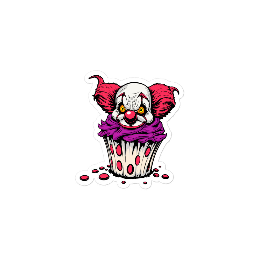 Vintage creepy clown cupcake Bubble-free stickers