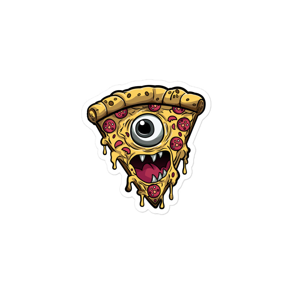 Pizza slice with psychic eye in zombie Bubble-free stickers