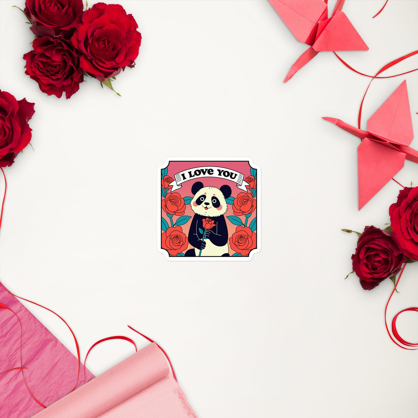 Romantic panda in love sticker