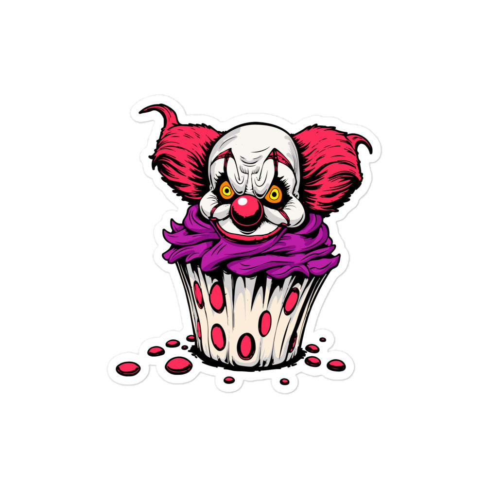 Vintage creepy clown cupcake Bubble-free stickers