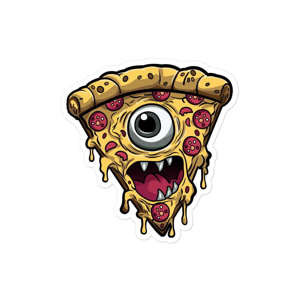 Pizza slice with psychic eye in zombie Bubble-free stickers