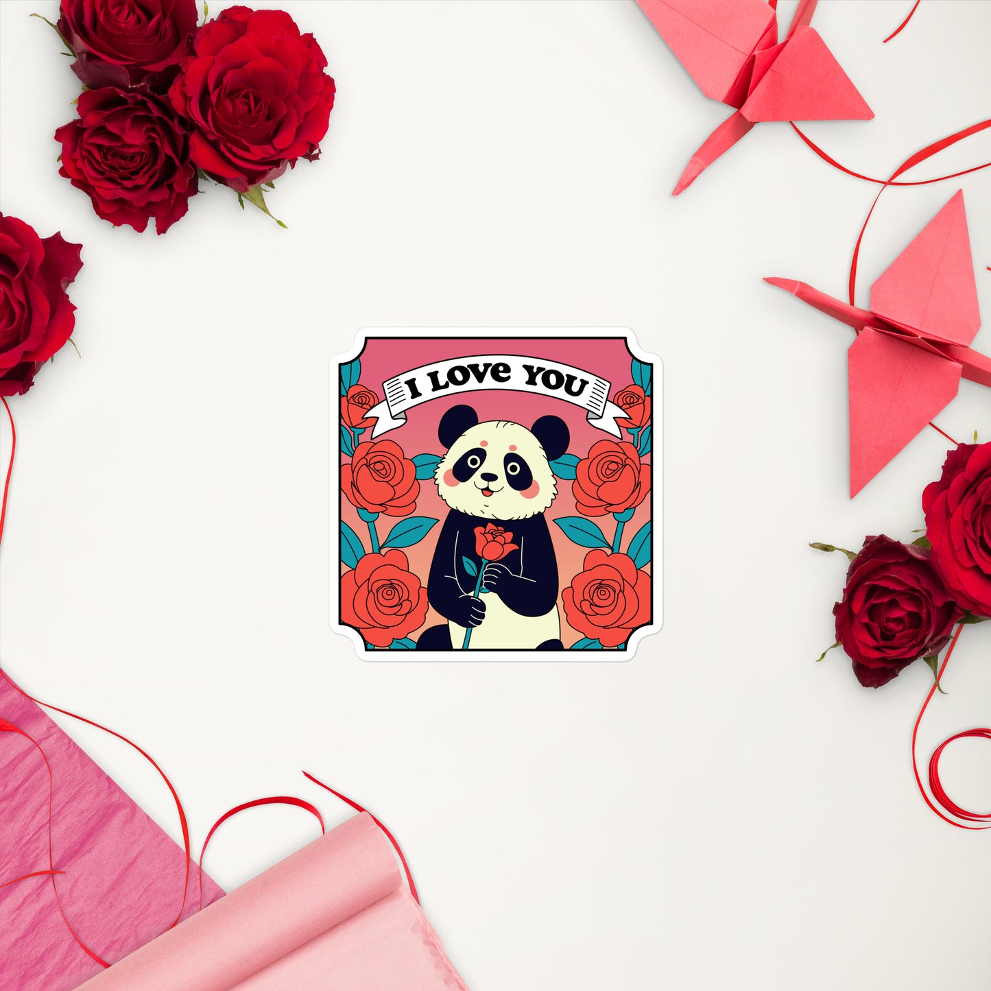 Romantic panda in love sticker