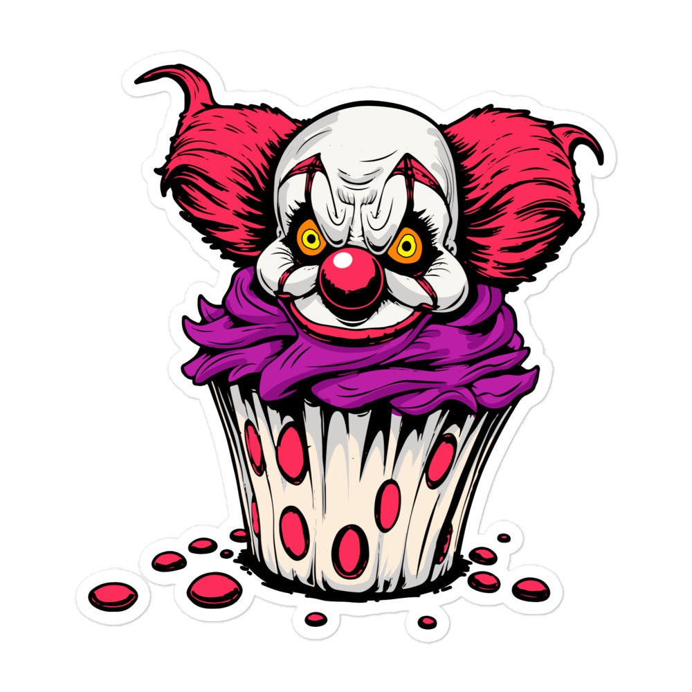 Vintage creepy clown cupcake Bubble-free stickers