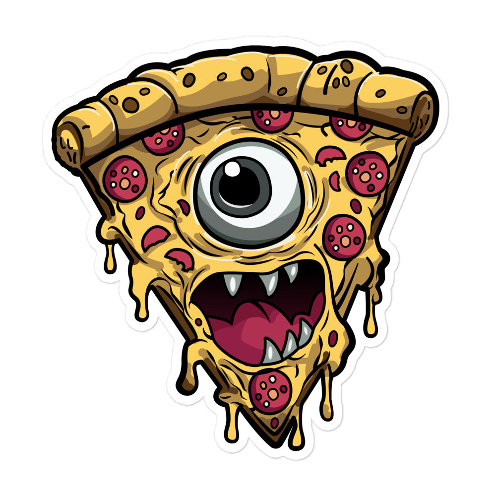 Pizza slice with psychic eye in zombie Bubble-free stickers