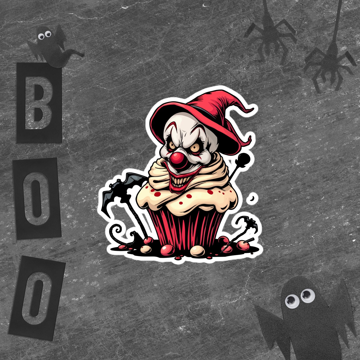 Evil clown with bats Bubble-free stickers