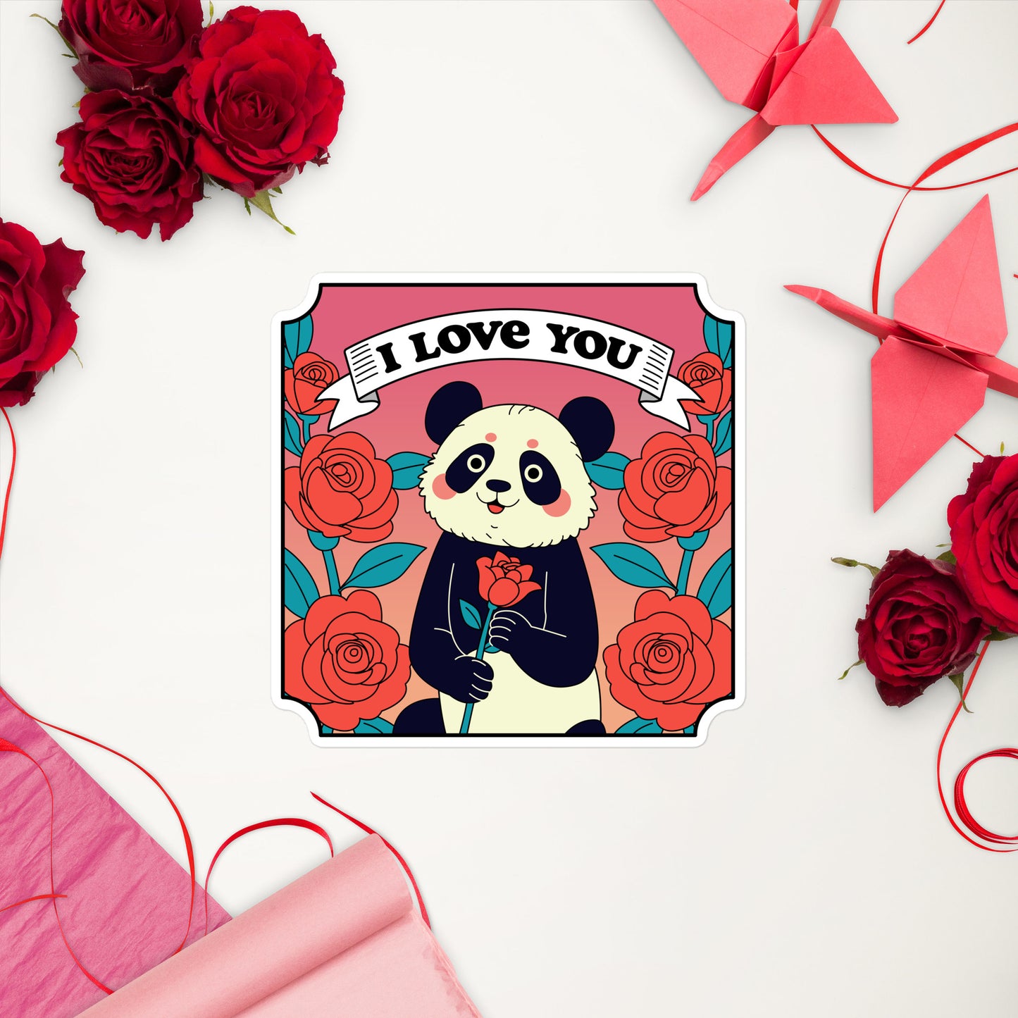 Romantic panda in love sticker