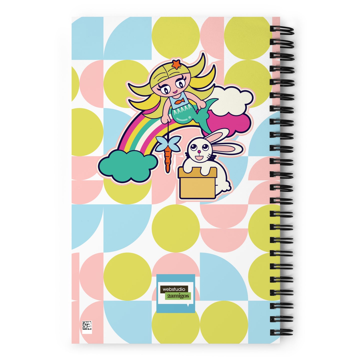 Mermaid & Bunny with rainbow and clouds Spiral notebook Spiral notebook