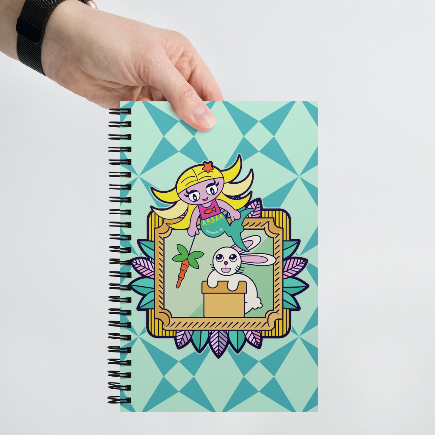 Mermaid & Bunny Spiral notebook