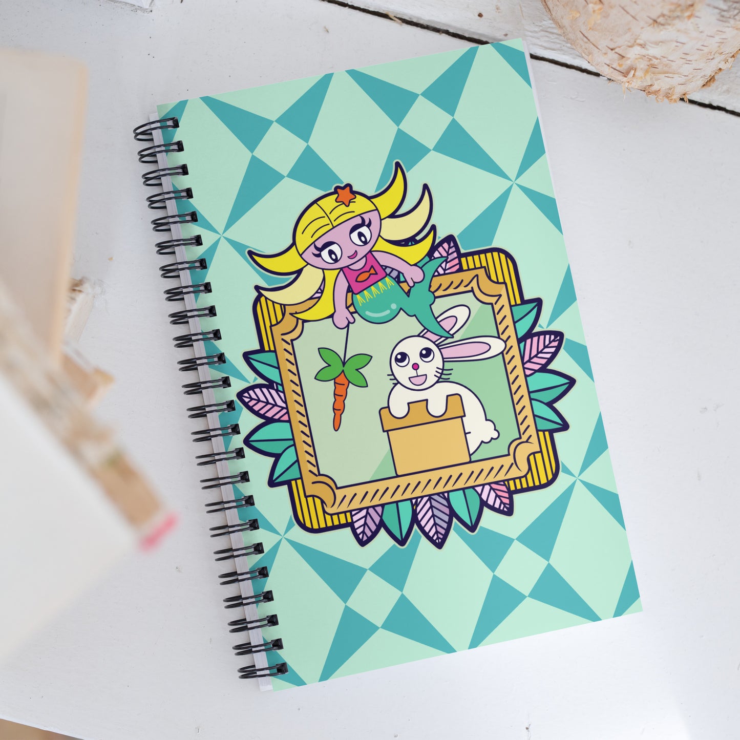 Mermaid & Bunny Spiral notebook