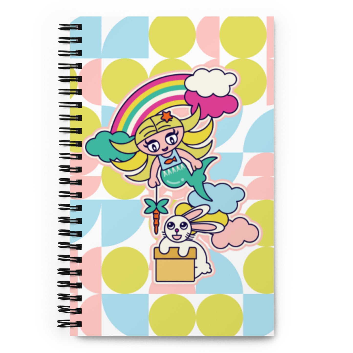 Mermaid & Bunny with rainbow and clouds Spiral notebook Spiral notebook