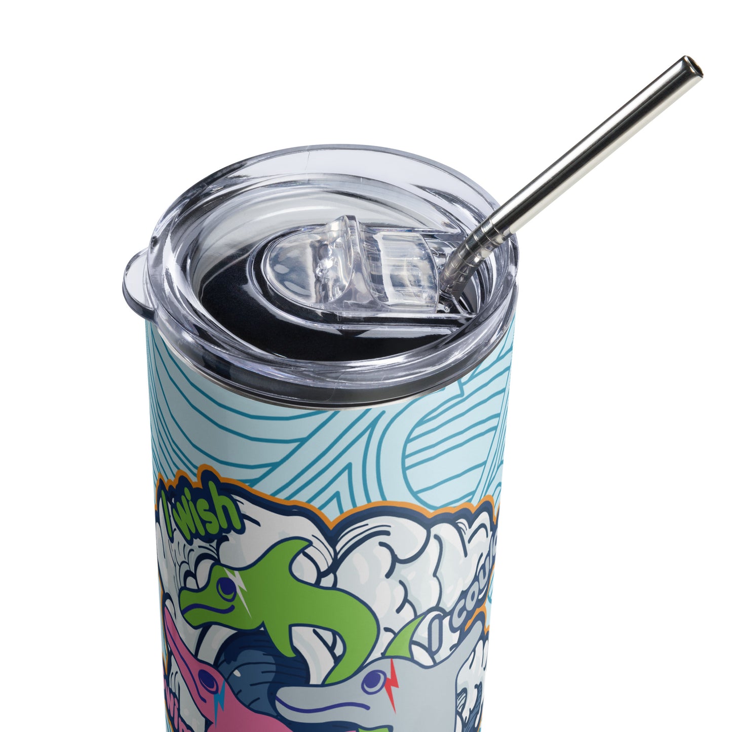 I wish I could swim like dolphins can swim Stainless steel tumbler